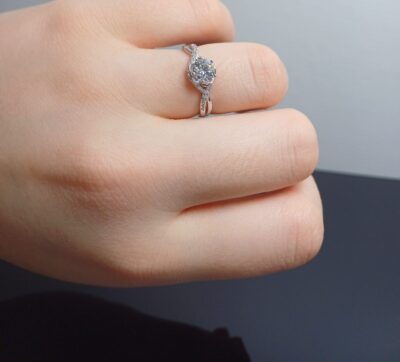 Bague en Argent Sterling 925 Zircon Fleur