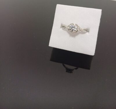 Bague en Argent Sterling 925 Zircon Fleur - Anneau Ouvert Ajustable